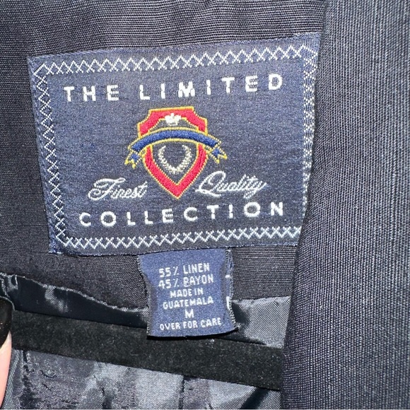 Vintage Limited Linen Blend Black Women's Medium Double Breasted Blazer - Picture 2 of 9